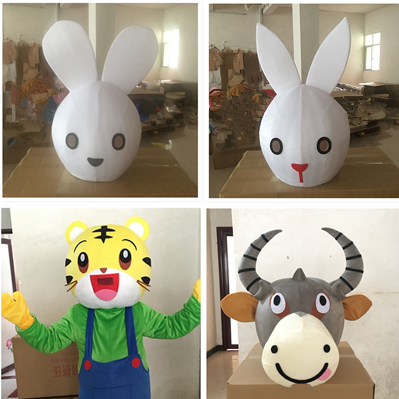 定制小朋友人偶服头套兔子卡通服财神头套熊猫玩偶服儿童头套牛