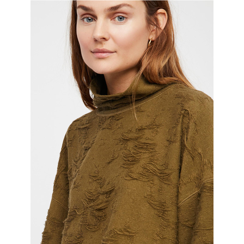 秋冬款提花高领卫衣女FP收口宽松