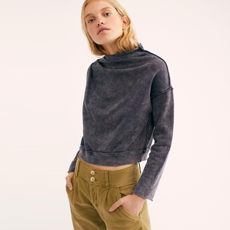 长袖短款卫衣不规则欧美时尚