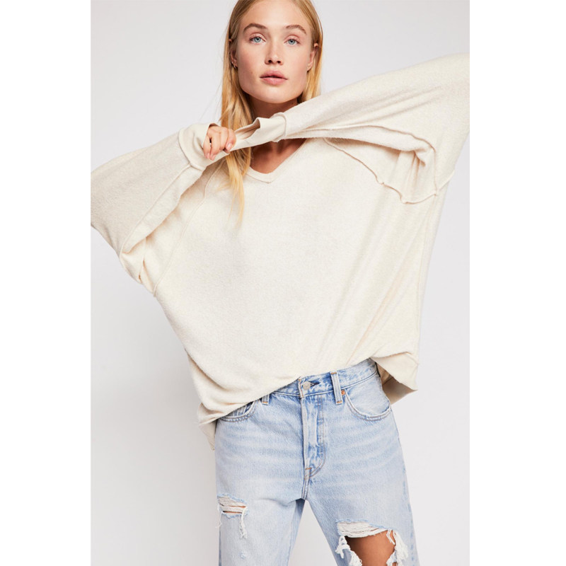 fp系v领宽松款套头衫上衣女显瘦