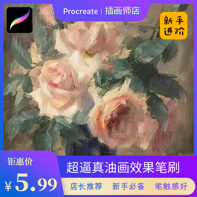 procreate油画笔刷逼真油画厚涂笔刷 水粉笔刷 厚涂 ipad绘画笔刷