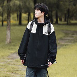 春装新款防风立领夹克拼接连帽冲锋衣外套A093-JK804-特P58图片