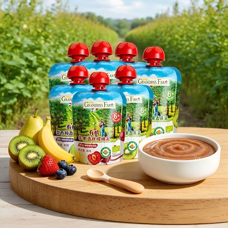 爷爷的农场中欧有机婴幼儿果泥进口宝宝营养混合辅食泥多口味6月+