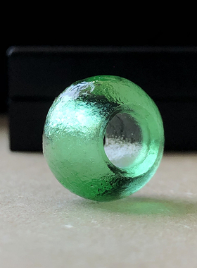 大孔道清代官造宫廷御用古法老琉璃算盘珠13+mm柳绿色文玩diy配饰