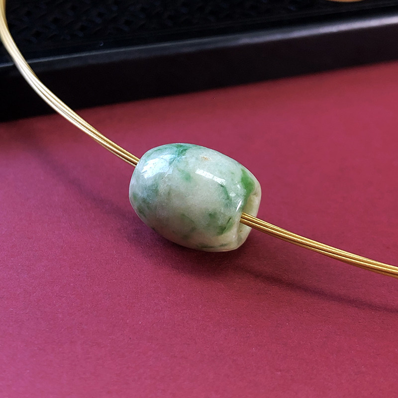 创汇时期天然缅甸翡翠大孔道橄榄珠A货老坑料文玩配饰手串diy单珠