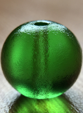 清代官造宫廷御用古法老琉璃珠子 皇家绿14mm标本级风化朝珠散珠