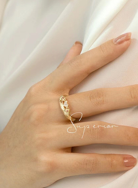 superior珠宝 18k金象形爱心钻石情侣对戒可定制刻字红宝石戒指女