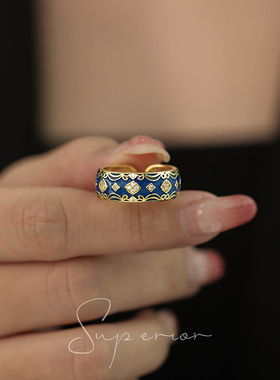 原创设计ins银镀金开口情侣对戒