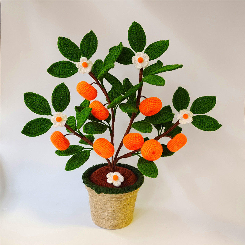 材料包手工diy毛线钩针编织吉祥金桔盆栽新年礼物桌面摆放花艺