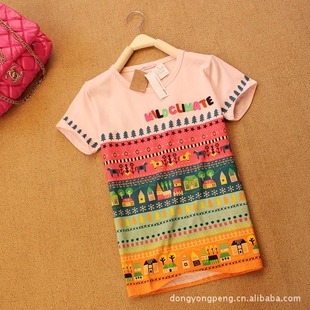 rough绣花字母夏季女士满印短袖T恤半袖上衣民族风打底衫韩版女装