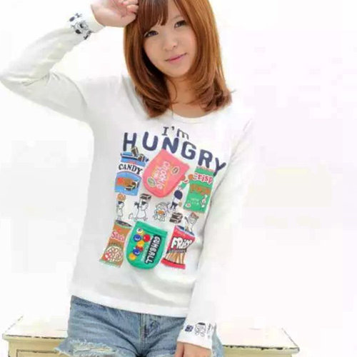 2024春秋季rough口袋长袖T恤女韩版宽松春装学生纯棉ins港风上衣