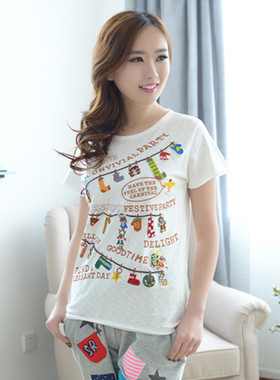 白色短袖T恤女夏装2024新款上衣田园小清新女装百搭rough刺绣衣绳