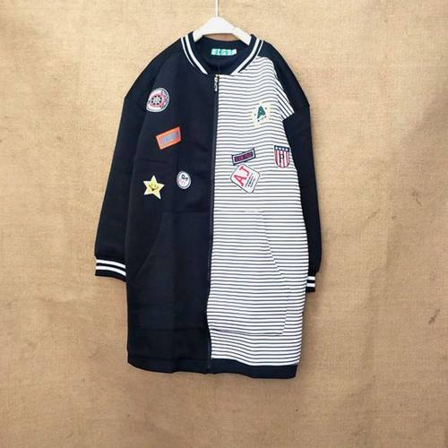 rough中长款绣花卫衣拉链衫外套