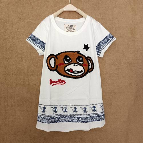 绣花纯棉半袖宽松短袖t恤上衣