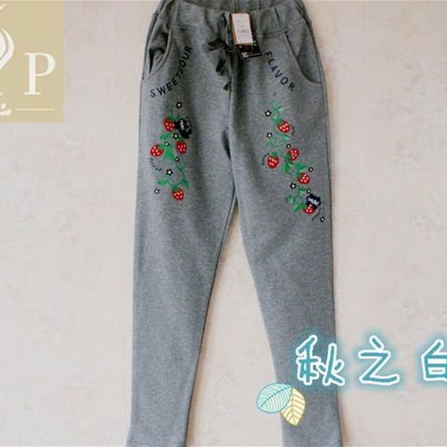 运动松紧腰绣花2023春秋季卫裤