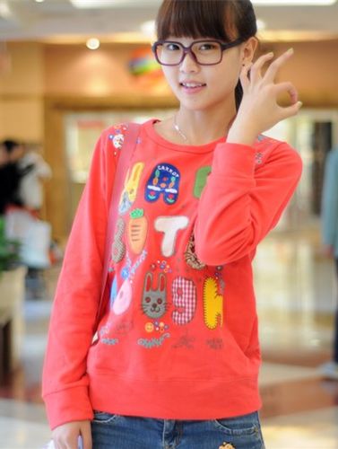 0卫衣学生刺绣rough字母套头