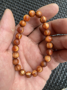 长白山琥珀木手串0.8尺寸东北松明子满油全透沉香念珠木佛珠手链