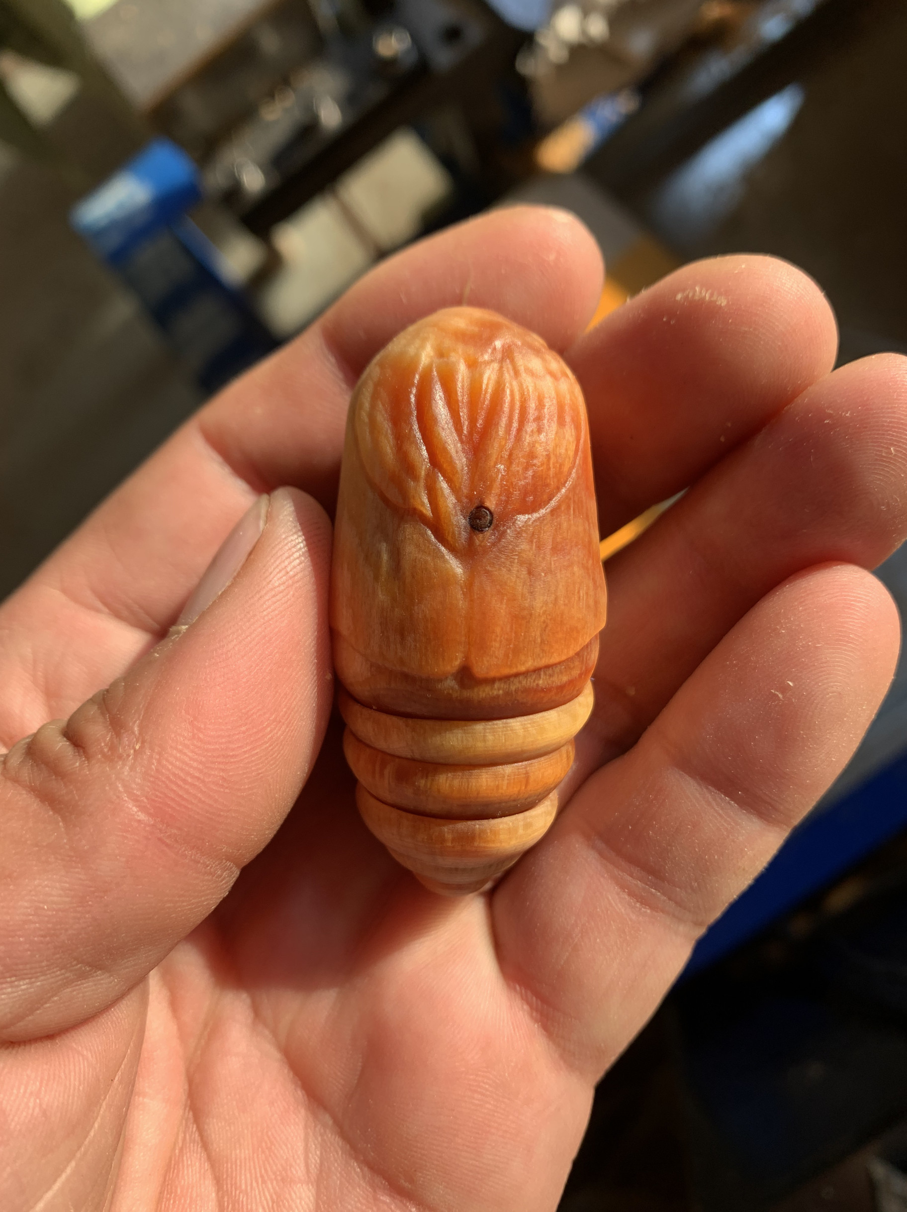 琥珀手工雕刻蚕蛹东南西北能动手把件男女解压木雕