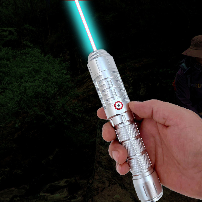 新款USB青色激光笔蓝色中开关强光远射绿光带锁长续航户外远射3w