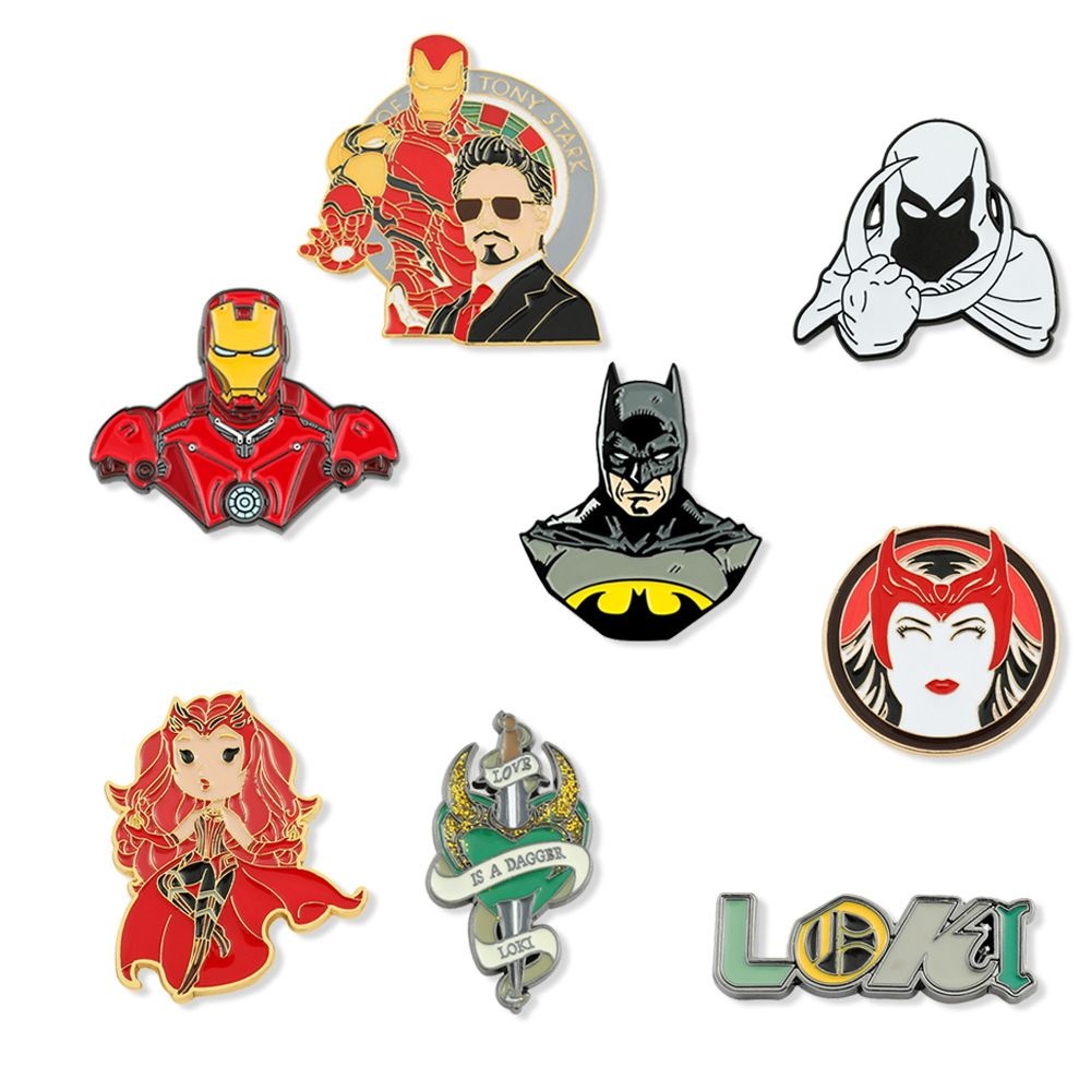 漫威周边 绯红女巫钢铁侠金属胸针 月光骑士蝙蝠侠夜光徽章领针