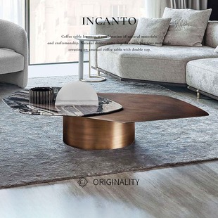 Rugiano客厅轻奢大理石旋转茶几创意式极简设计师高级感组合茶几