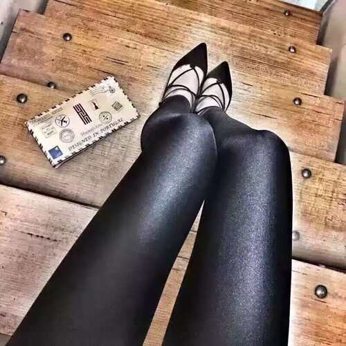 葡萄牙Huang's光泽裤打底裤子女紧身显瘦高弹美腿透气百搭经典款