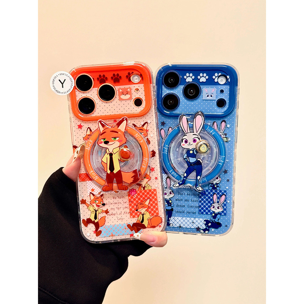 可爱朱迪尼克情侣磁吸支架适用苹果17promax手机壳15iphone16pro保护套13/14双层IMD高级感日韩ins风防摔个性