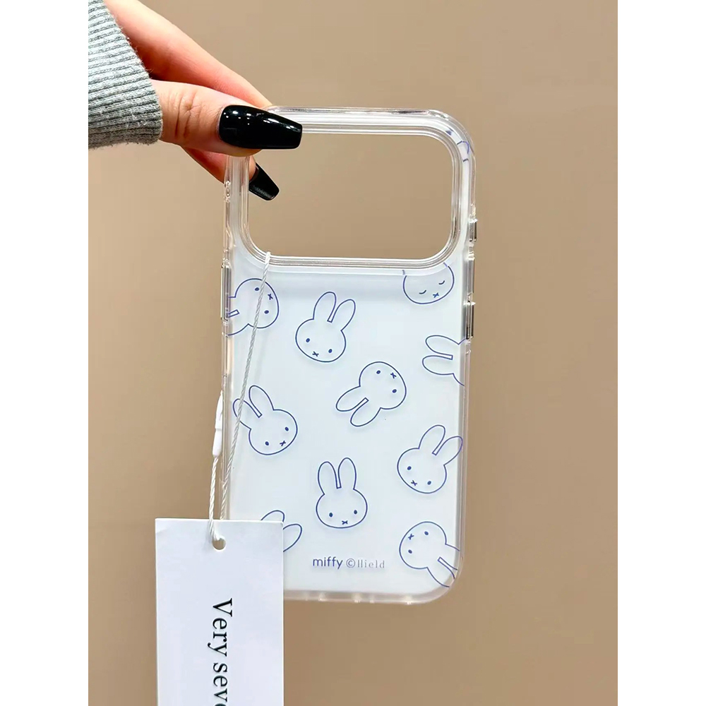 简约ins风满屏线条兔子适用苹果17promax手机壳15iphone16pro保护套13/14双层IMD高级感日韩小众防摔新款个性