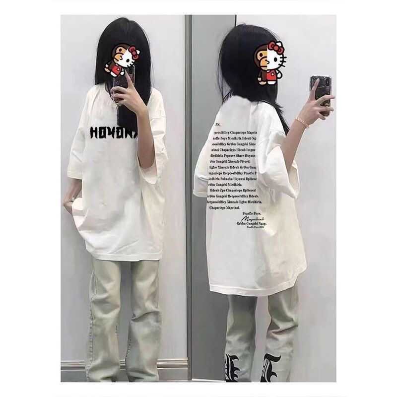 100%纯棉美式复古网红潮牌宽松短袖T恤男女韩版百搭显瘦ins上衣潮