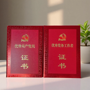 优秀党员荣誉证书外壳烫金封面内页可打印定做表扬表彰先进工作者