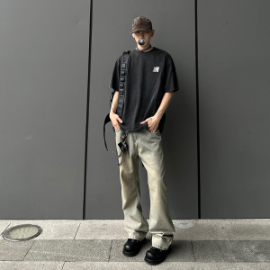 微喇牛仔裤男直筒潮牌痞帅裤子美式高街复古vibe长裤秋季7140-P35图片