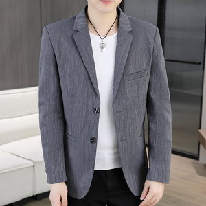 西装外套男免烫高级感商务修身单西韩版潮流休闲西服秋季-P90图片
