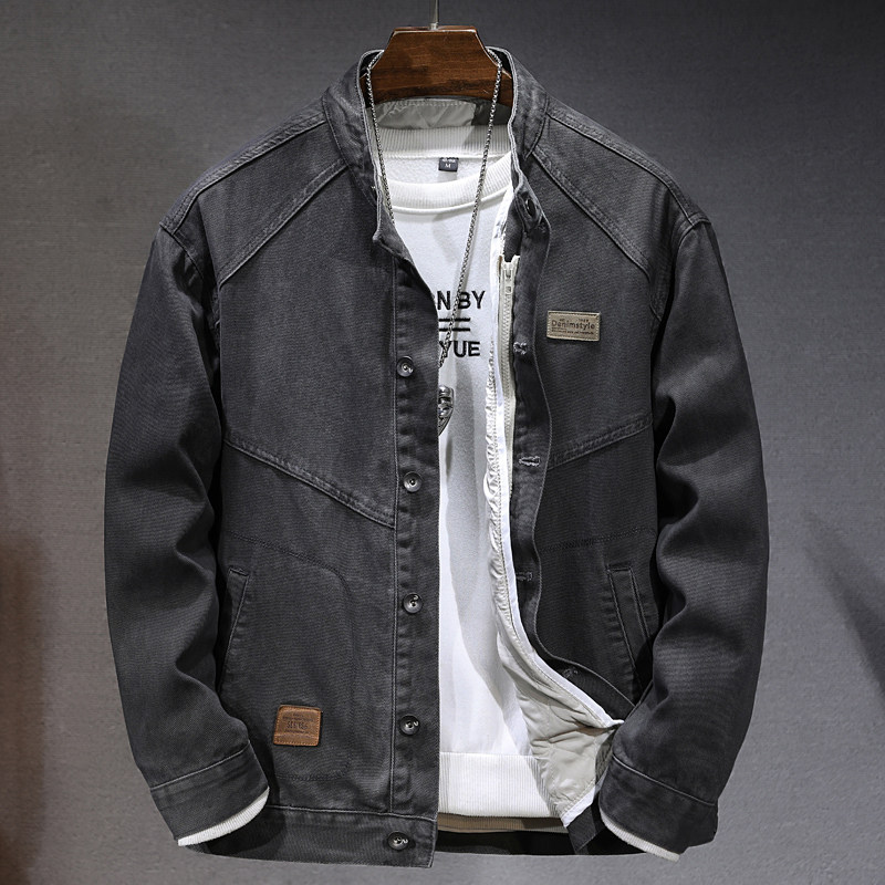 冬季加棉牛仔夹克男潮牌宽松可拆卸加厚立领外套336加棉-P120,男装夹克,电商A318