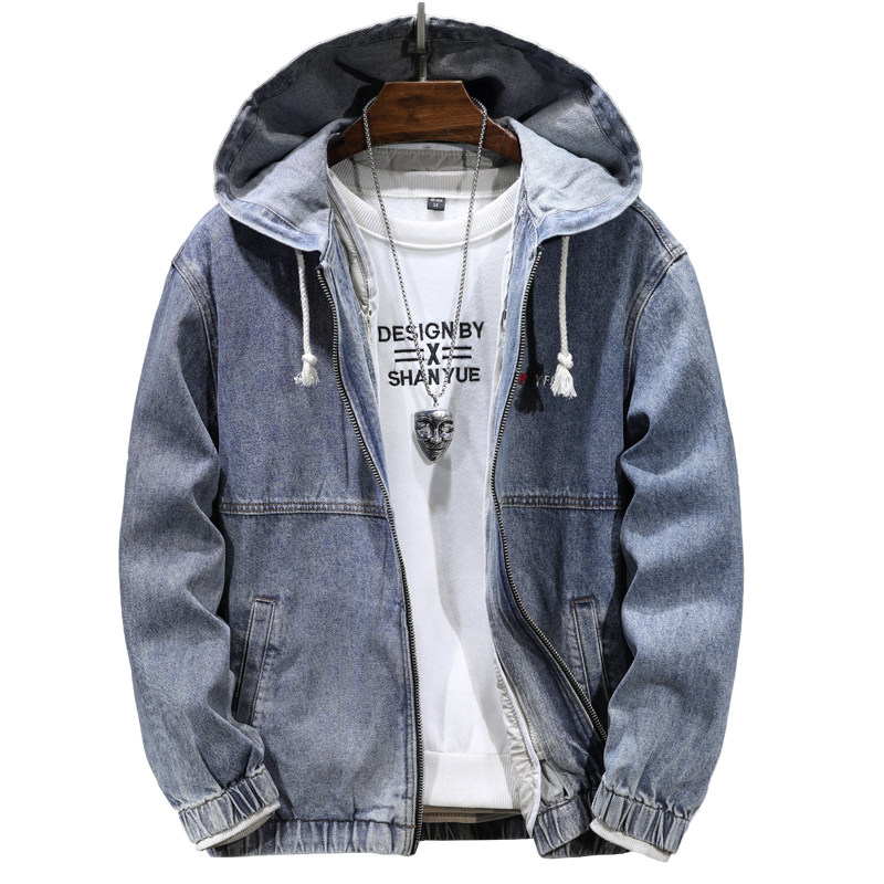 冬季连帽加厚牛仔外套男宽松可拆卸加棉夹克棉衣340加棉-P140,男装工装外套,电商A318