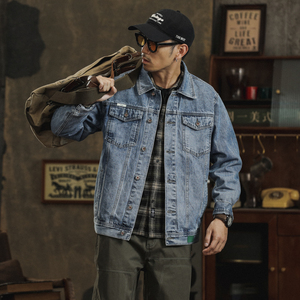 牛仔夹克男外套新款百搭潮牌休闲翻领工装上衣服男款秋季9008-P95图片