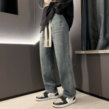 牛仔裤男春季复古宽松直筒裤高街潮牌ins拖地裤子7151-P45，男装牛仔裤，电商A318
