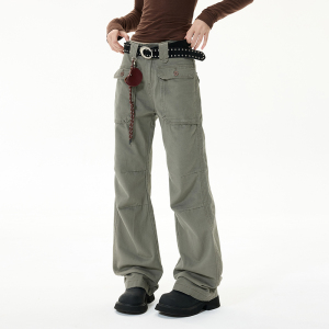 新款秋季全棉美式高街大口袋工装裤男女宽松阔腿休闲长裤9041-P75,男装工装外套,电商A318