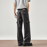 美式复古工装裤男春夏季新款潮牌设计感宽松直筒休闲裤子810-P65，男装工装外套，电商A318