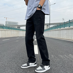 牛仔裤男生设计感裤子弹力水泥黄oversize潮高街直筒裤7149-P50图片