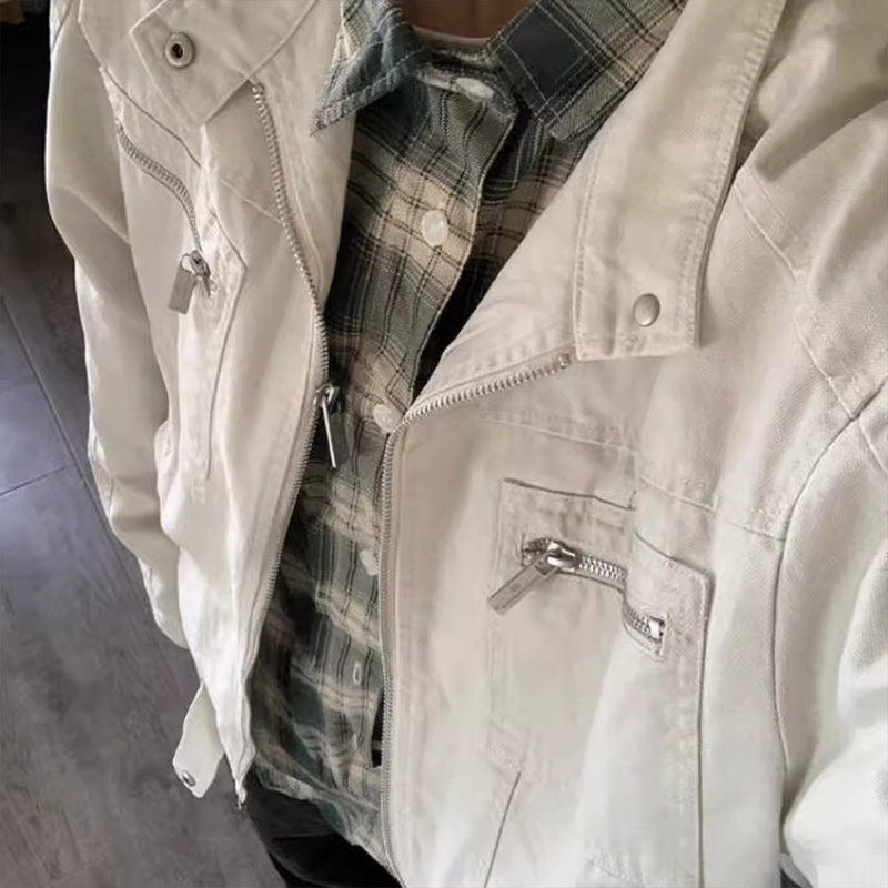 网图美式帆布牛仔外套男多口袋立领工装情侣夹克96002-P58，男装工装外套，电商A318