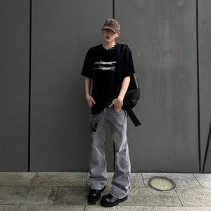 微喇牛仔裤男直筒潮牌痞帅裤子美式高街复古vibe长裤秋季7140-P35图片