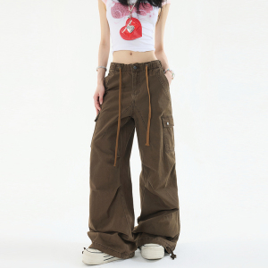 秋季美式复古高街工装裤男女潮牌宽松休闲直筒阔腿裤子9002-P80图片