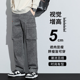 休闲裤男春秋款潮牌痞帅男生裤子宽松直筒多口袋工装裤6108-P60，男装工装外套，电商A318