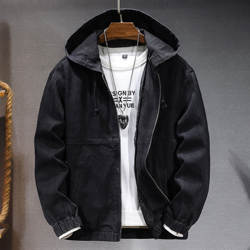 冬季连帽加厚牛仔外套男宽松可拆卸加棉夹克棉衣340加棉-P140,男装工装外套,电商A318