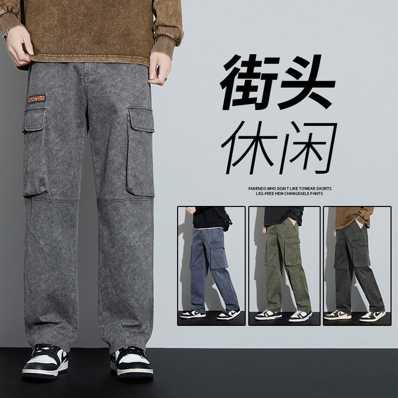 美式高街潮牌工装裤男休闲裤秋季新款男生直筒宽松裤子6108-P60图片