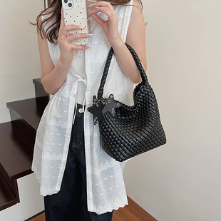 高定设计小众编织包托特包菜篮子时尚 百搭腋下单肩包大容量手提包