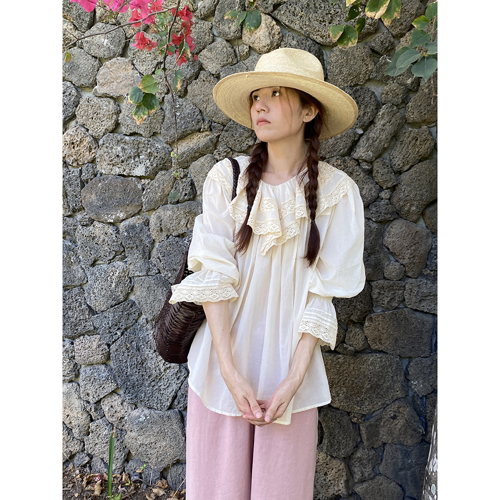 140高支重工荷叶花边领原色衬衫