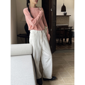 雏菊BellisPerennis2024ss 品质 白色粗斜纹全棉牛仔九分裤