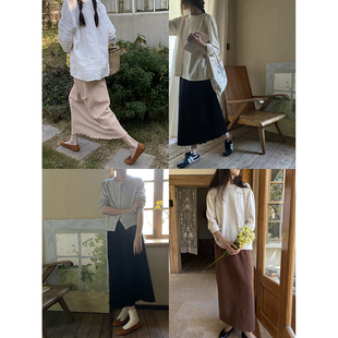 雏菊BellisPerennis2025SS 褶皱肌理感卷边半身裙全松紧 设计款