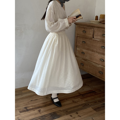 汉麻棉点点剪花文艺感衬衫半身裙